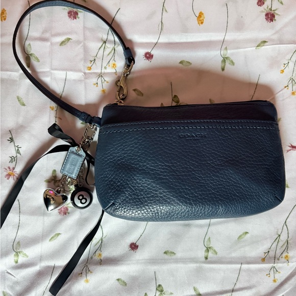 Coach Blue Clutch with Silver Hardware and Structured Design - Picture 1 of 4